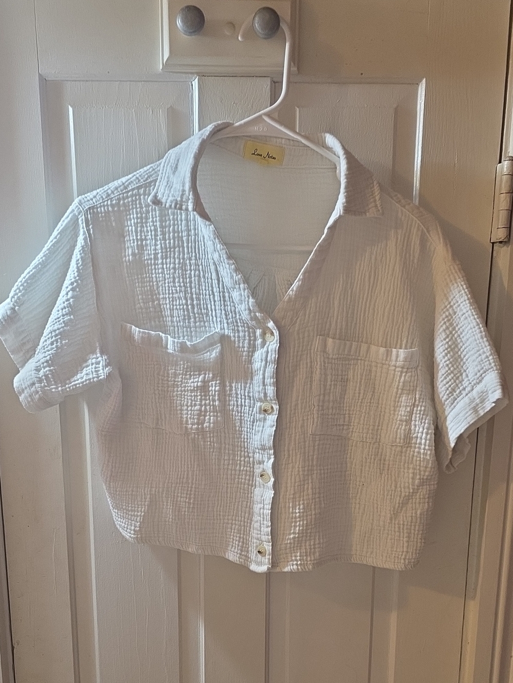 Linen Cropped Button-Down Shirt